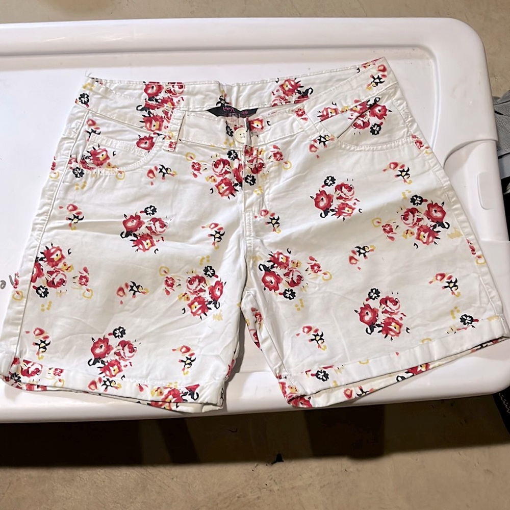 White shorts with floral pattern